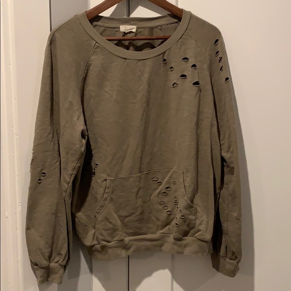 Distressed Green Sweater
